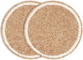 ALPHA Living HOME Woven Placemats Set of 2 Ivory Light Brown Wood MOP Mats