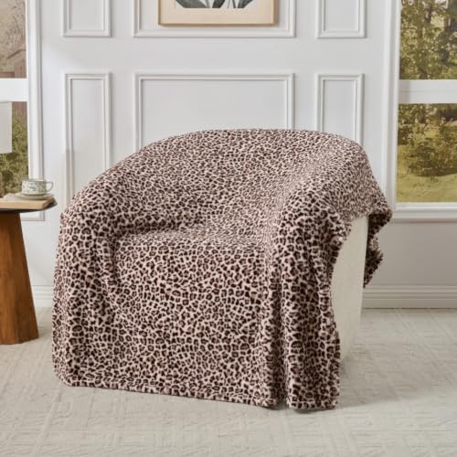 Leopard Cheetah Print Blanket – Grey Soft Plush Fleece Throw for Bed, Sofa & Travel – All Season Cozy Cheetah Pattern Home Decor Throw Blanket, 50″ x 60″