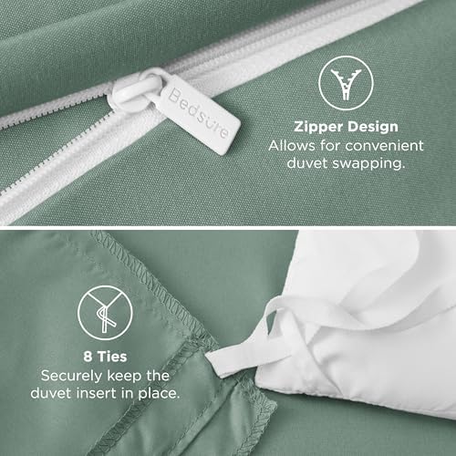 Bedsure Duvet Cover Queen Size, 1Pc Soft Double Brushed Bedding, Sage Green