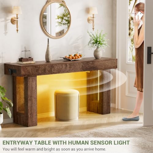 Unikito 63" Console Table with Sensor Light & AC Outlets with USB-C Ports