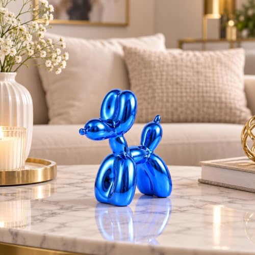 Blue Balloon Dog Decor,Balloon Animal Decor,Shelf Decor Preppy Room Decor,Cute Statue Home Decor, Bedroom Modern Sculpture Desk Decor,Office Gold Decorations Small Figurines