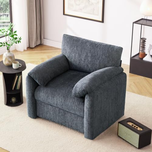 Howjoe 2 Pack Accent Chair for Living Room, Oversized Armchair, Blue