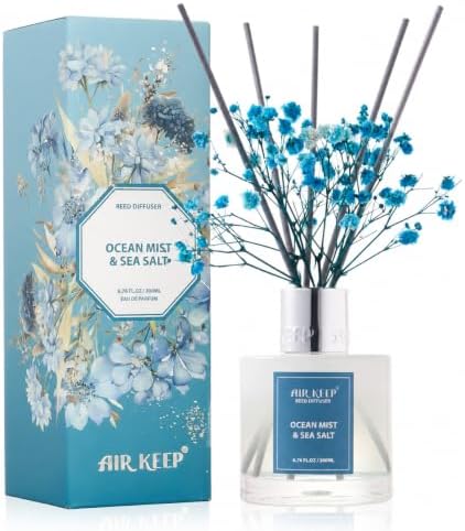 Airkeep Reed Diffuser Set/Ocean Mist&Sea Salt/6.76 fl oz(200ml)/1 Pack/Home & Office Decor Aromatherapy Diffuser Oil Gift Set