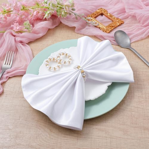 72Pcs Pearl Napkin Rings Imitation Pearl Ring Napkin Holder Delicate Gold Beaded Serviette Buckles for Wedding Christmas Dinner Banquet Decor Party Table Settings