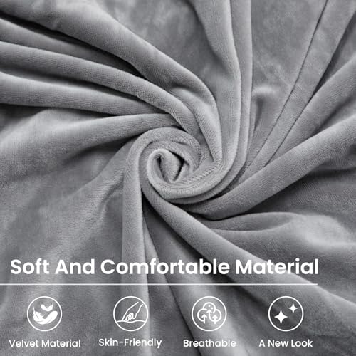 Mid-Century Accent Chair Covers with Cushion Cover Velvet 2 Pieces Upholstered Armchair Slipcovers for Living Room Comfy Sofa Reading Furniture Protector for Apartment Bedroom Office (Gray)