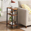 TUTOTAK Narrow Side Table, 3-Tier Small End Table with Charging Station
