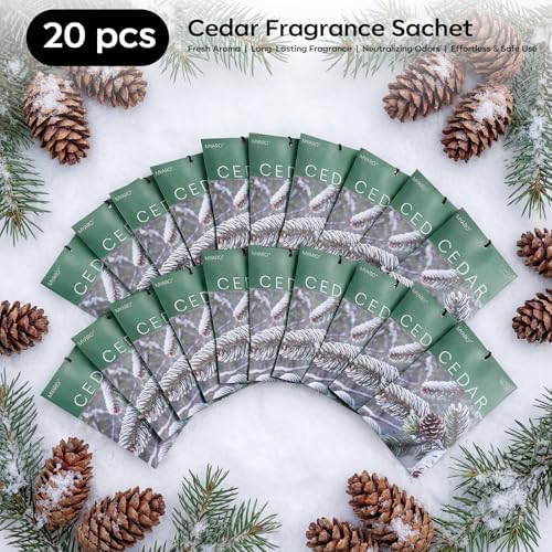 MYARO 20Pcs Cedar Scented Sachets, Closet Deodorizer Car Air Freshener