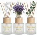 Reed Diffuser Set of 3, Binca Vidou Lavender, Eucalyptus & Sea Salt Natural Scent Oil Diffusers with Sticks for Home Office Bathroom Aromatherapy Decor 1.69oz x 3