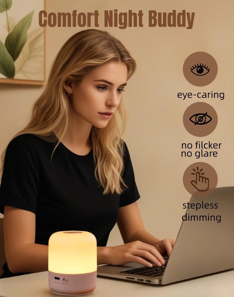 Portable Baby Night Light, 3 Colors Egg Light for Nursery, Mini Bedside Table Lamp for Adults, Touch Control & Eye Caring & Rechargeable Dimmable LED Lamp for Nursing, Boy, Girl, Toddler