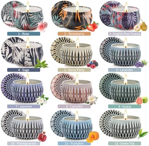 Scented Candles Gift Set, 24 Pack Soy Wax Aromatherapy Candles