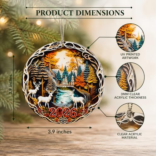 Deer Christmas Ornaments 2026, Hunting Ornaments for Christmas Tree, Deer Hunting Gifts for Men, Grandpa, Dad, Husband, Woodland Holiday Tree Ornament, Gift Exchange Present