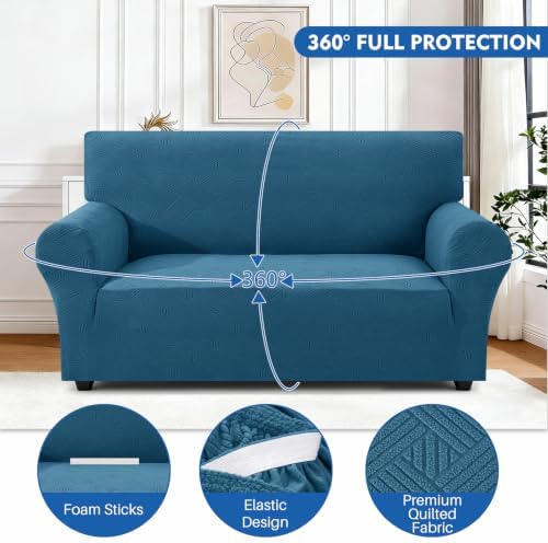 XINEAGE Loveseat Slipcover Pet Friendly, Stretch Couch Cover,Peacock Blue