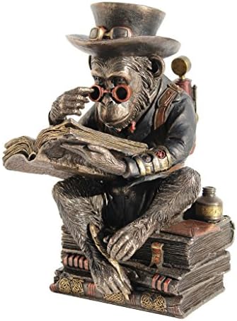 Veronese Design 7 3/4" Steampunk Chimpanzee Scholar Resin Sculpture Bronze Finish