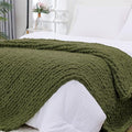 Bigacogo Chunky Knit Throw Blanket for Couch, 51x63 inches, Yellow Green
