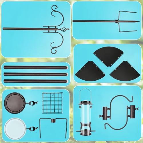 YINGYM 87 Inch Bird Feeding Station Kit with Squirrel Baffle for Outside