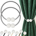 Hion Magnetic Curtain Tiebacks Grey 2pcs, Curtain Holdbacks Hooks Holders
