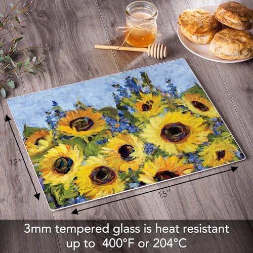 CounterArt Gallery Sunflowers 3mm Tempered Glass Cutting Board