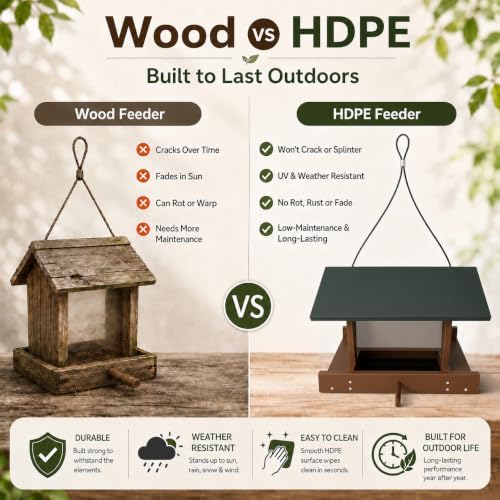 Bird Feeders for Outdoors Hanging, Recycled HDPE, 2.2 LB Capacity