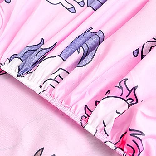 Bedding Fitted Sheet with Deep Pocket,Animals Printed Thicken Soft Fabric Bed Sheets (Pink(Unicorn), Twin)