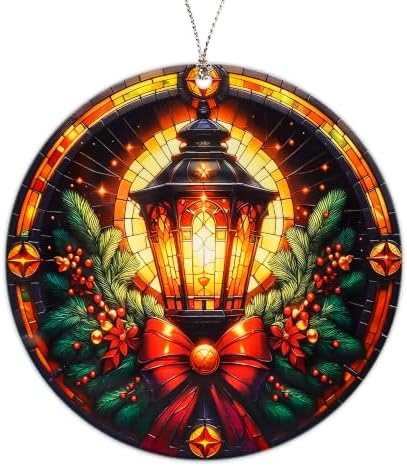Lantern Christmas Ornament 2026, Vintage Hanging Tree Decoration with Pine Branches and Warm Glow, Festive Holiday Decor, for Friends, Mom and Grandparents