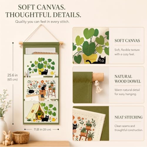 IAXIC Garden Wall Organizer, Canvas Storage Pockets for Nursery Room