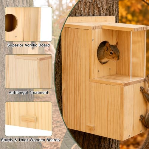 Squirrel Houses with Acrylic Observation Window,Squirrel Boxes for Backyard