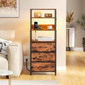 Furnulem Night Stand with Charging Station, Tall Nightstand, LED Lights