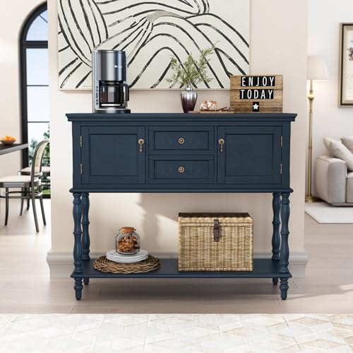 ARTPOWER Console Table with 2 Drawers, Retro Entryway Table with 2 Door