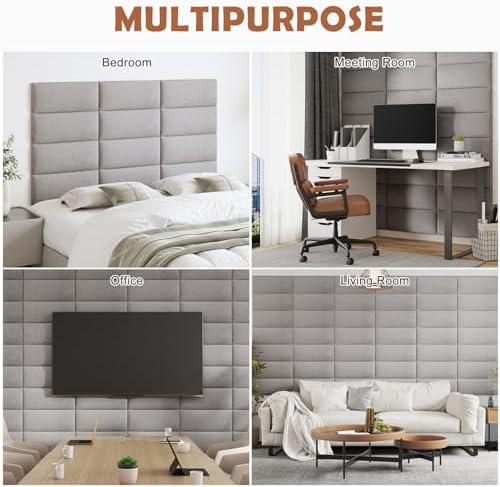 IFNOW Wall Mounted Headboard, Peel and Stick Panels, Medium Gray, Queen