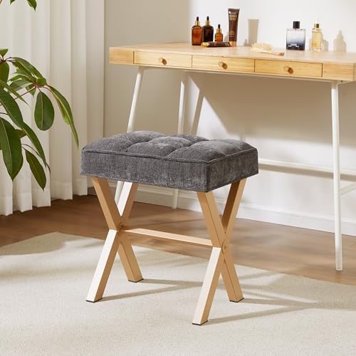 Royal Windsor Vanity Stool,Small Makeup Chair with Metal X Legs