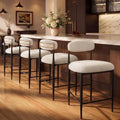 Morden Fort Counter Height Bar Stools Set of 4 with Backs, Cream Boucle