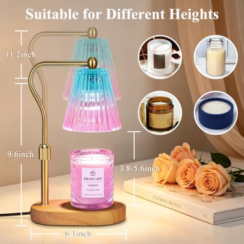 seenlast Purple Candle Warmer Lamp with Timer Dimmer Adjustable Height,Mothers Day Gifts,Electric Wax Warmer Vintage Home Decor for Scented Jar Candles,Birthday Gifts for Women