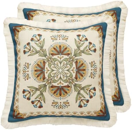 patdrea Designer Vintage Floral Throw Pillow Cover,18"x18",Set of 2