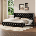 HOMBCK King Bed Frame with Velvet Headboard, Silverside Wingback, Black