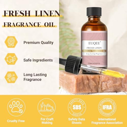 EUQEE Fresh Linen Fragrance Oil 60ml for Candle Making (2.02 Fl oz)