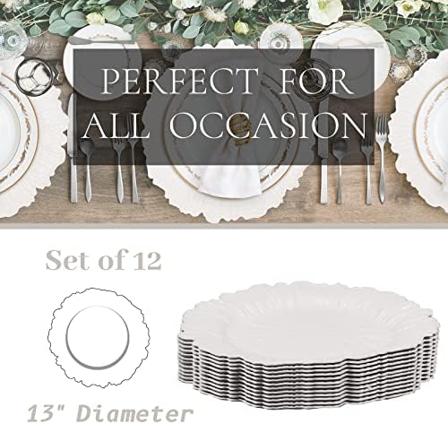 MAONAME White Charger Plates Set of 12, Reef Chargers for Dinner Plates