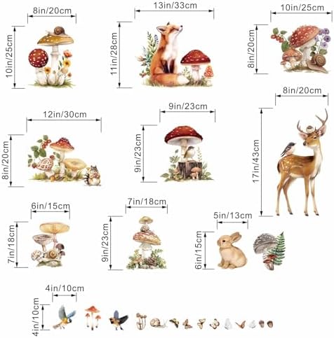 Animals Wall Decals for Nursery: Woodland Mushroom Wall Stickers