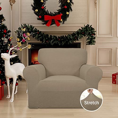 Easy-Going Stretch Chair Slipcover with Arm Washable Natural