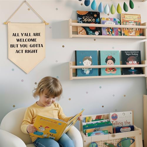 All Y'all are Welcome-Pennant Wall Decor Gift for Baby Boys Girls Kids-Canvas Hanging Pennant Banner Wall Decor Gift for Nursery Classroom Baby Room Playroom Homeschool Reading Room Bedroom