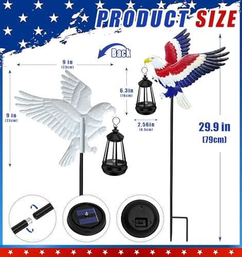 Solar Lights Outdoor 29.9in Metal Eagle with Solar Lights Garden Stakes