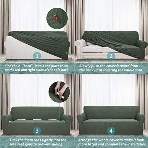 YEMYHOM Couch Cover Latest Jacquard Design High Stretch Sofa Chair Covers for Living Room, Pet Dog Cat Proof Armchair Slipcover Non Slip Magic Elastic Furniture Protector (Small, Army Green)