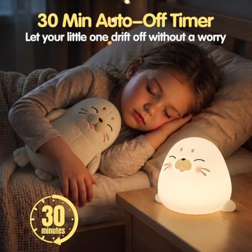 Seal Silicone Night Light for Kids, Cute Squishy LED Lamp Gift