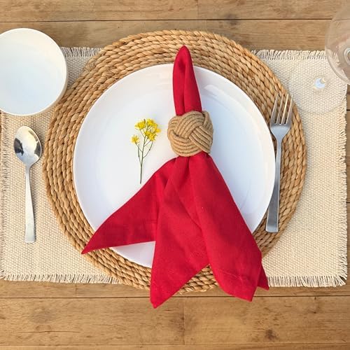 Ramanta Home Red Cotton Dinner Napkins Set of 12, 18x18 Inch