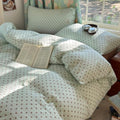 Mint Green Polka Dot Duvet Cover Twin with 2 Pillowcases,100% Cotton