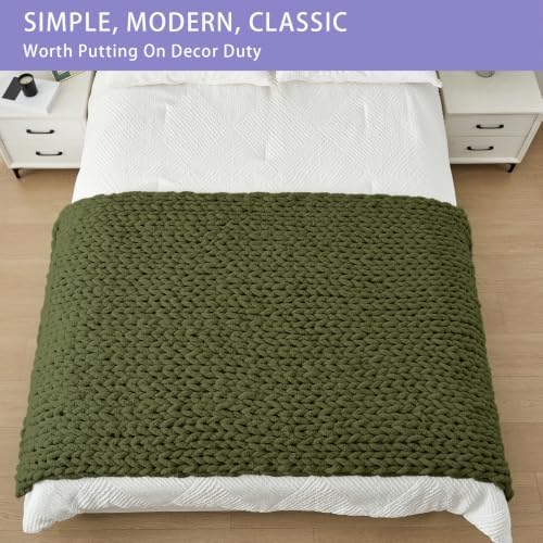 Bigacogo Chunky Knit Throw Blanket for Couch, 40x80 inches, Yellow Green