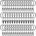 44 Pack Metal Curtain Rings with Clips, 1 in ID, Silver