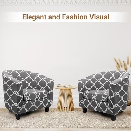 Barrel Chair Covers Slipcover 1 Piece, 2 Pack Round Soft Armchair Sofa Cover with Arms, Stretch Club Chair Slipcovers Removable Couch Furniture Protector for Bar Bedroom Hotel Counter