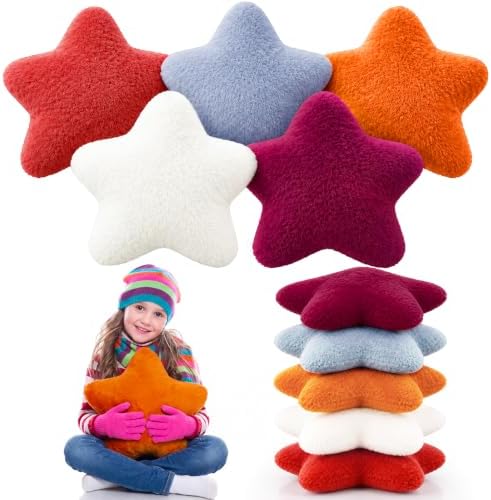 Soaoo 5 Pcs Star Fluffy Pillow Star Shape Pillow, Warm Collection