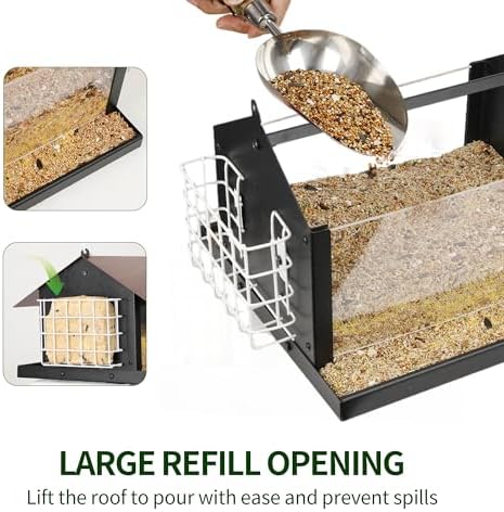 Solution4Patio All Metal Outdoor Dual Suet Cake Hopper Bird Feeder, Brown