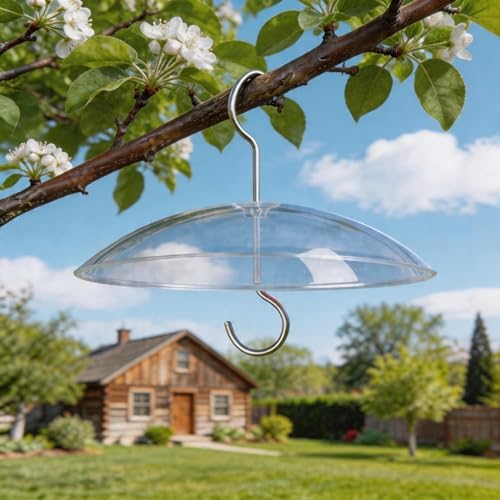 8" Mini Plastic Rain Cover for Bird Feeder, 2-Pack Clear Weather Guard Dome
